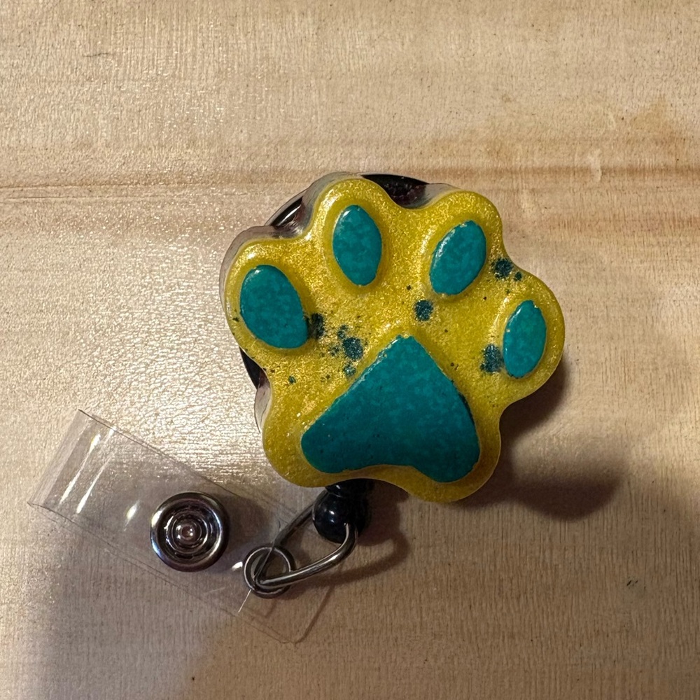 “Pawsitively Golden” Handmade Epoxy Badge Reel